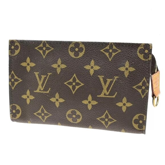 LOUIS VUITTON Logo BUCKET PM Pouch Bag Monogram Leather Brown France - Picture 1 of 14